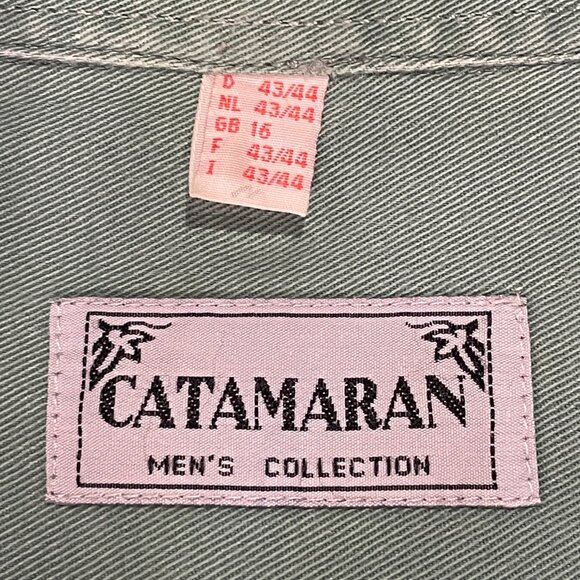 CATAMARAN Button Down Long Sleeve Embellished One of a Kind Shirt, Green - L/XL - Picture 7 of 11